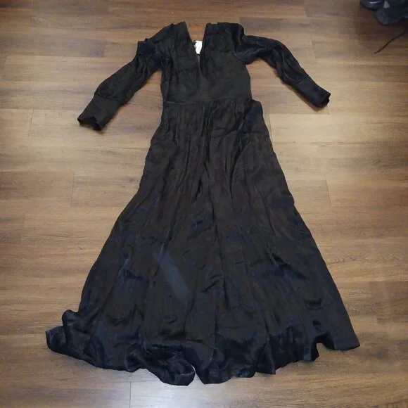 Trashy Diva Black Satin Bianca Dress RARE 1940s VINTAGE DESIGNER NWT 12 GLAM - Picture 2 of 10